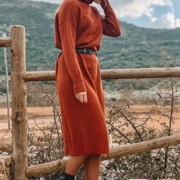 SHEIN Dresses Burnt Orange Sweater Dress Poshmark